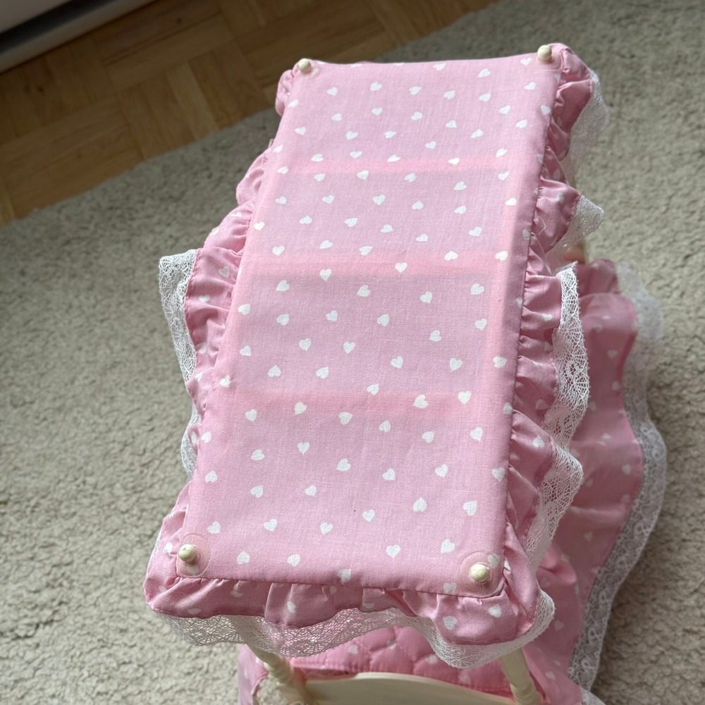 Vintage 1982 Mattel Barbie Dream Furniture Canopy Bed Pink Heart Lace 5641 - Picture 2 of 8